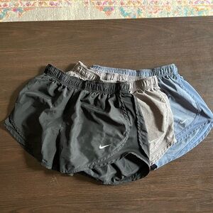 Lot of 3 Women's Nike DRI-FIT Tempo Running Shorts, Black Blue & Gray, Size S